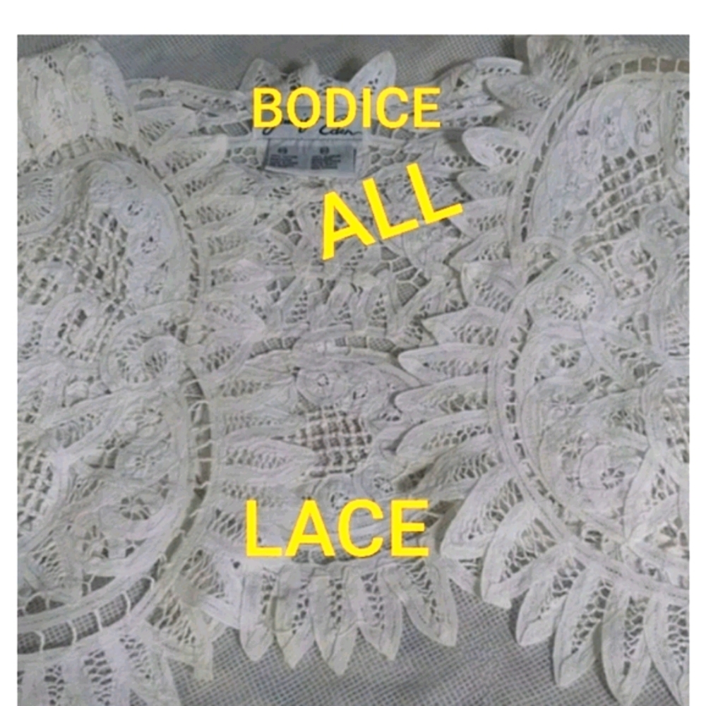 FINAL SALE JENNIFER EDEN White lace/linen dress - Picture 5 of 7